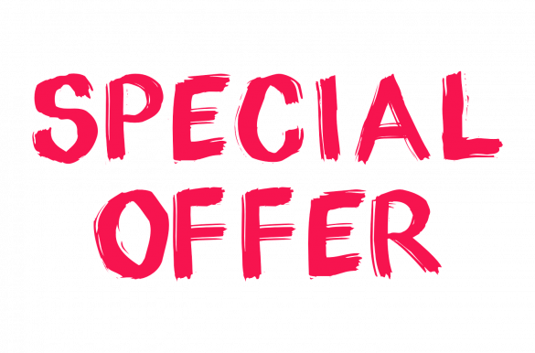 Roter Schriftzug in Großbuchstaben "Special Offer"